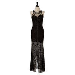 Black lace sleeveless evening dress with black rhinestone D&G by DOLCE & GABBANA