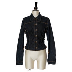 Giacca di jeans con lacci laterali in pelle PLEIN SUD JEANS