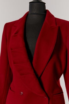 Double breasted burgundy jacket with draped collar MONTANA