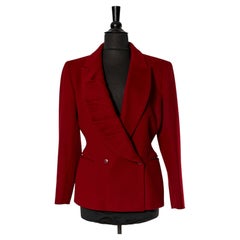 Double breasted burgundy jacket with draped collar MONTANA