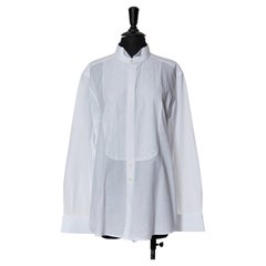 White cotton Tuxedo shirt with embroidered plastron VALENTINO V