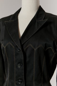 Black cotton single breasted jacket with top-stitching ALAIA