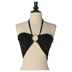 Black jersey tube top with rhinestone ring ALEXANDRE VAUTHIER