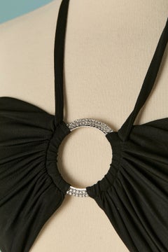 Black jersey tube top with rhinestone ring ALEXANDRE VAUTHIER