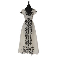 Plumetis tulle ball dress with black lace appliqué CHRISTIAN DIOR