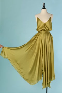 Pistachio green silk evening dress with rhinestone ALEXANDRE VAUTHIER