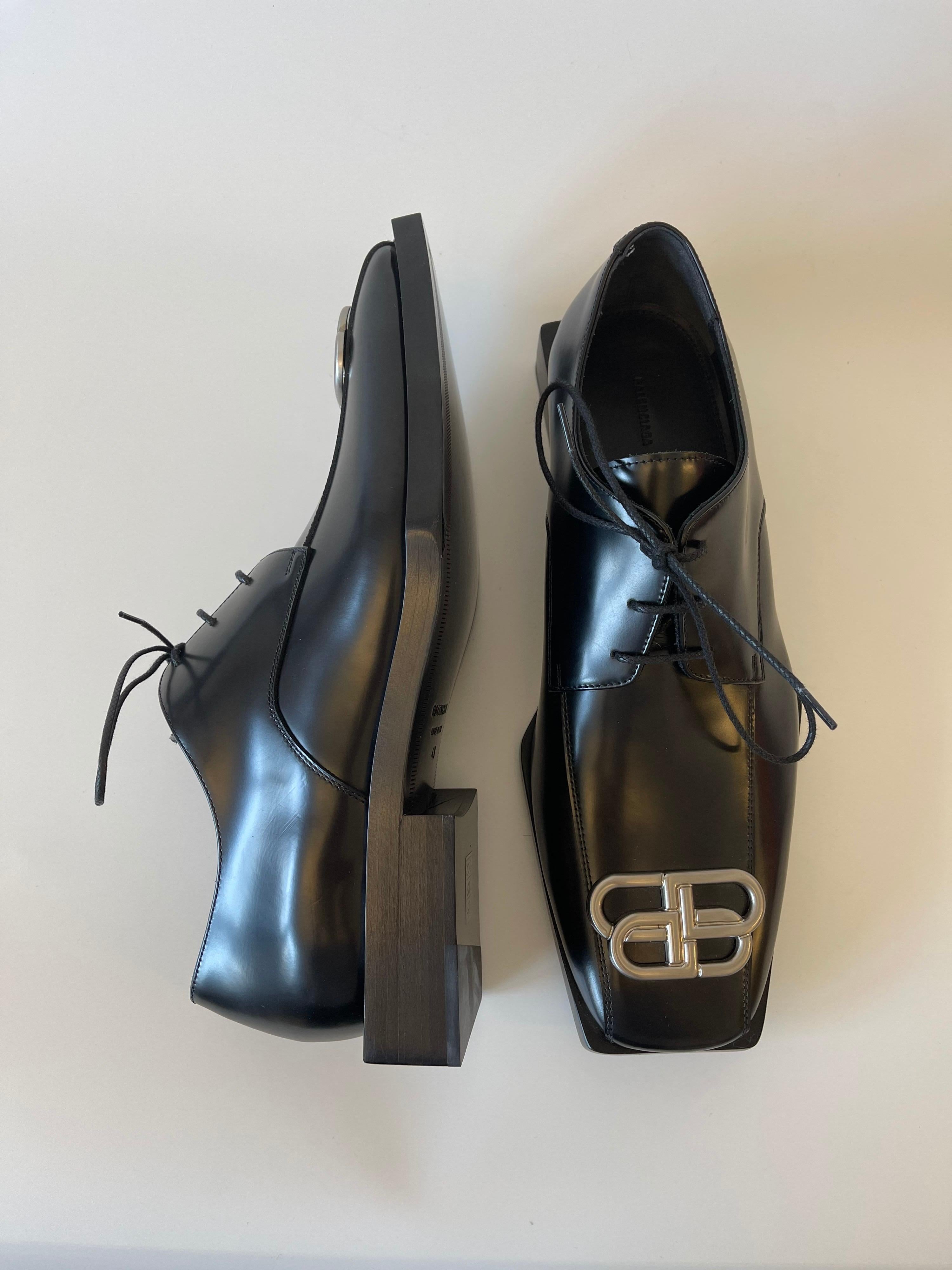 Men's Balenciaga Bloc Rim BB Square Leather Derby Shoes Mens (43 EU)