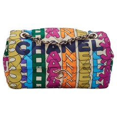 Chanel Rainbow Logo Nylon Quilted Logo Flap Bag