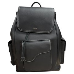 CHRISTIAN DIOR BLACK SADDLE BACKPACK MEN PRE OWNED KIM JONES COLLECTION 2022 vau