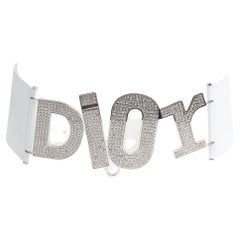 Christian Dior Galliano Swarovski Crystal Logo Belt White