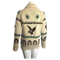 Rancher by Schott - Cardigan en maille épaisse à motif d'aigle en maille marron, années 1990