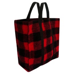Isabel Marant - Borsa shopper in lana - Plaid check rosso e nero