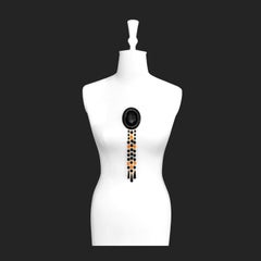 1930s Vintage - Beaded Tassel Brooch - Large Oval Brooch Face + 3 Tassel Lengths