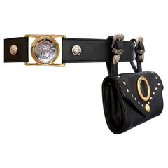 Gianni Versace Belt Bag - 1990s Vintage - Detachable Leather Pouch Bag + Belt