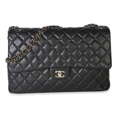 Chanel 24C Black Quilted Caviar Maxi XXL Travel Flap Bag