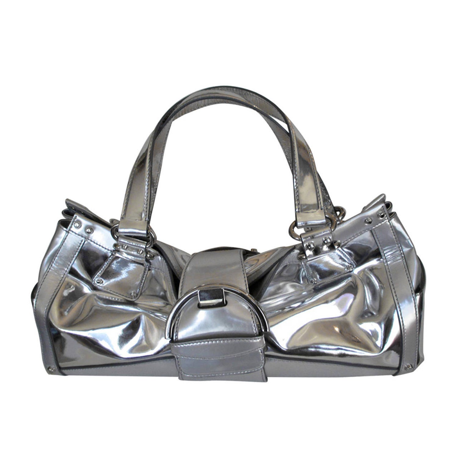 DIOR Dior Metallic Ombre Silver Microcannage Patent Leather Medium Lady Dior  Tote at 1stDibs