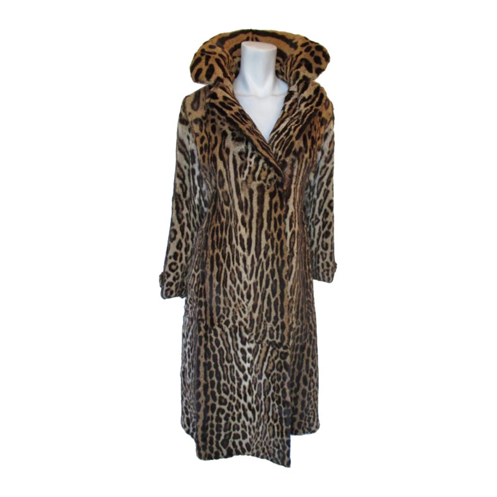 vintage Leopard fur print coat, 1940s 