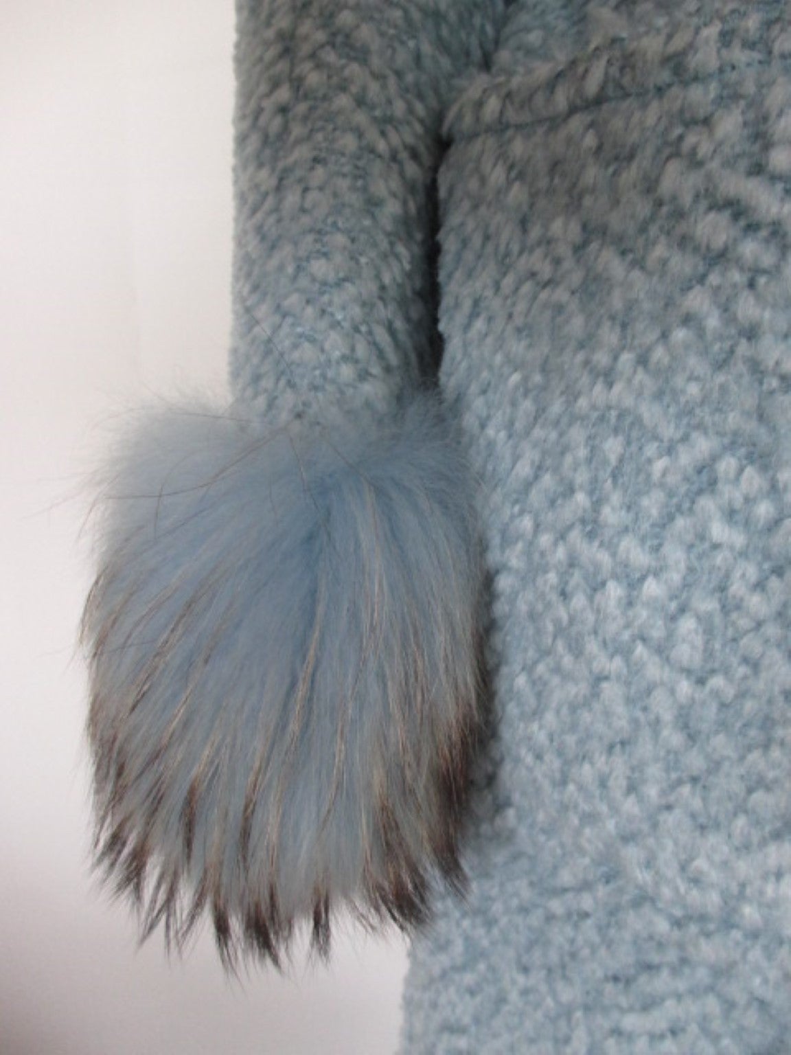 Gray Stunning Turquoise new mohair/wool light-weight coat with fox Fur 
