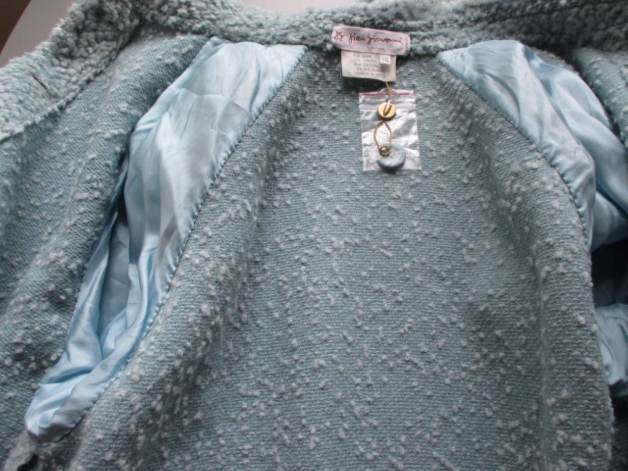 Stunning Turquoise new mohair/wool light-weight coat with fox Fur  1