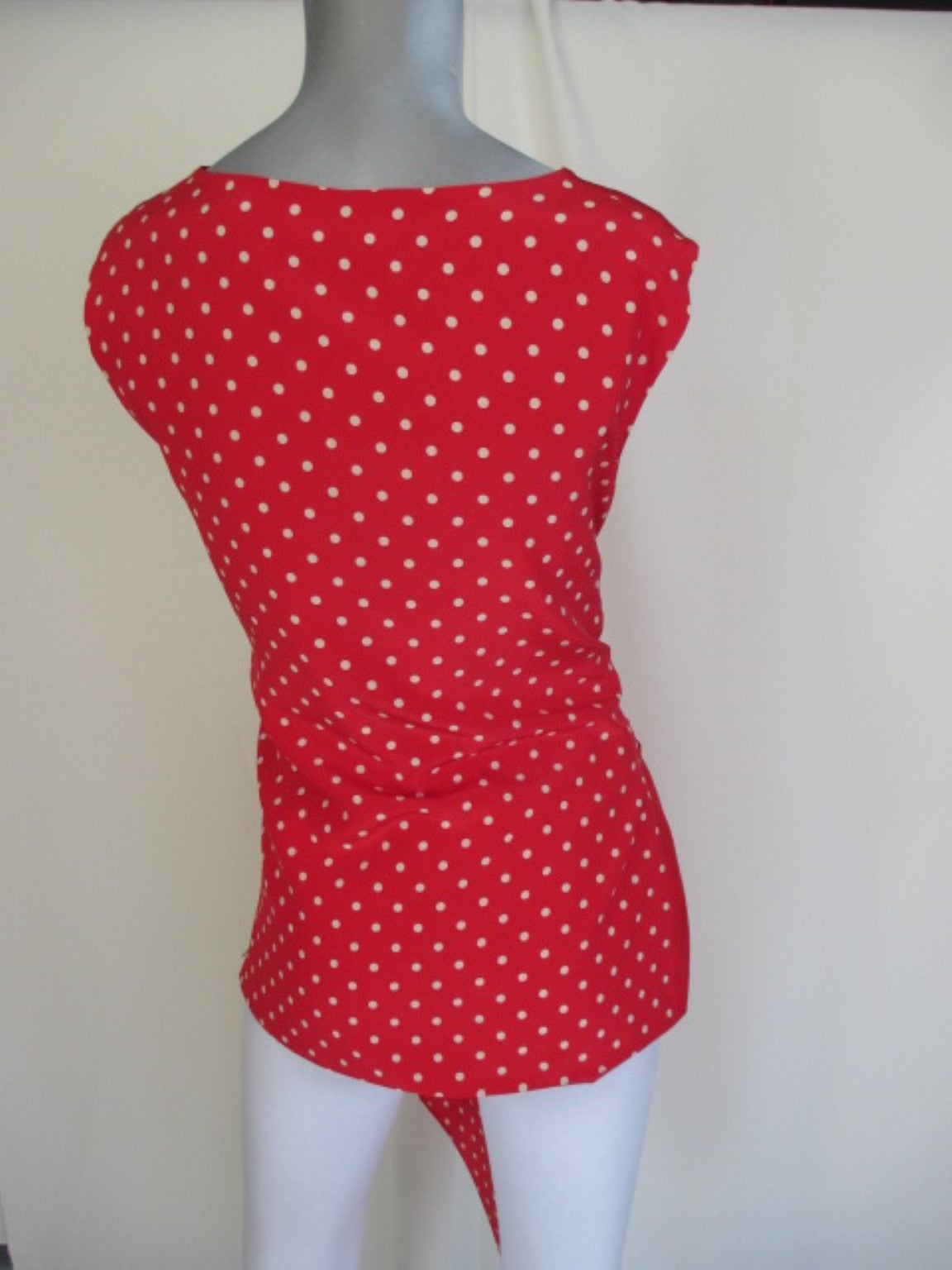 Women's Valentino Polka Dot Red Silk Blouse  For Sale