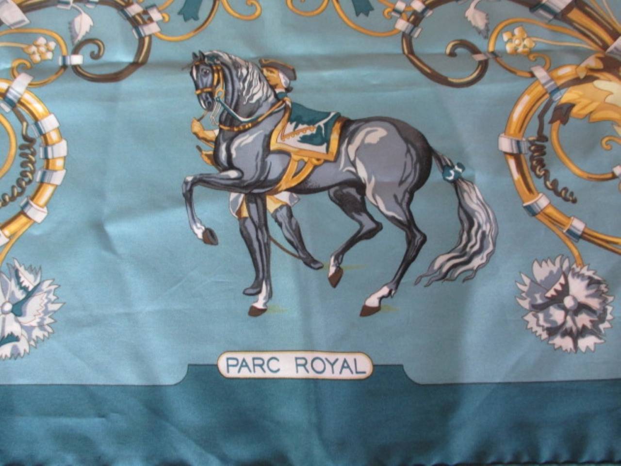 Hermes Paris 100% silk scarf "Parc Royal" at 1stDibs