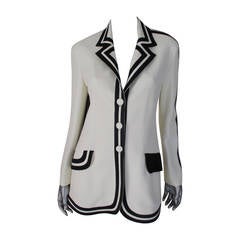 vintage Moschino "Cheap & Chic"white blazer with black trim