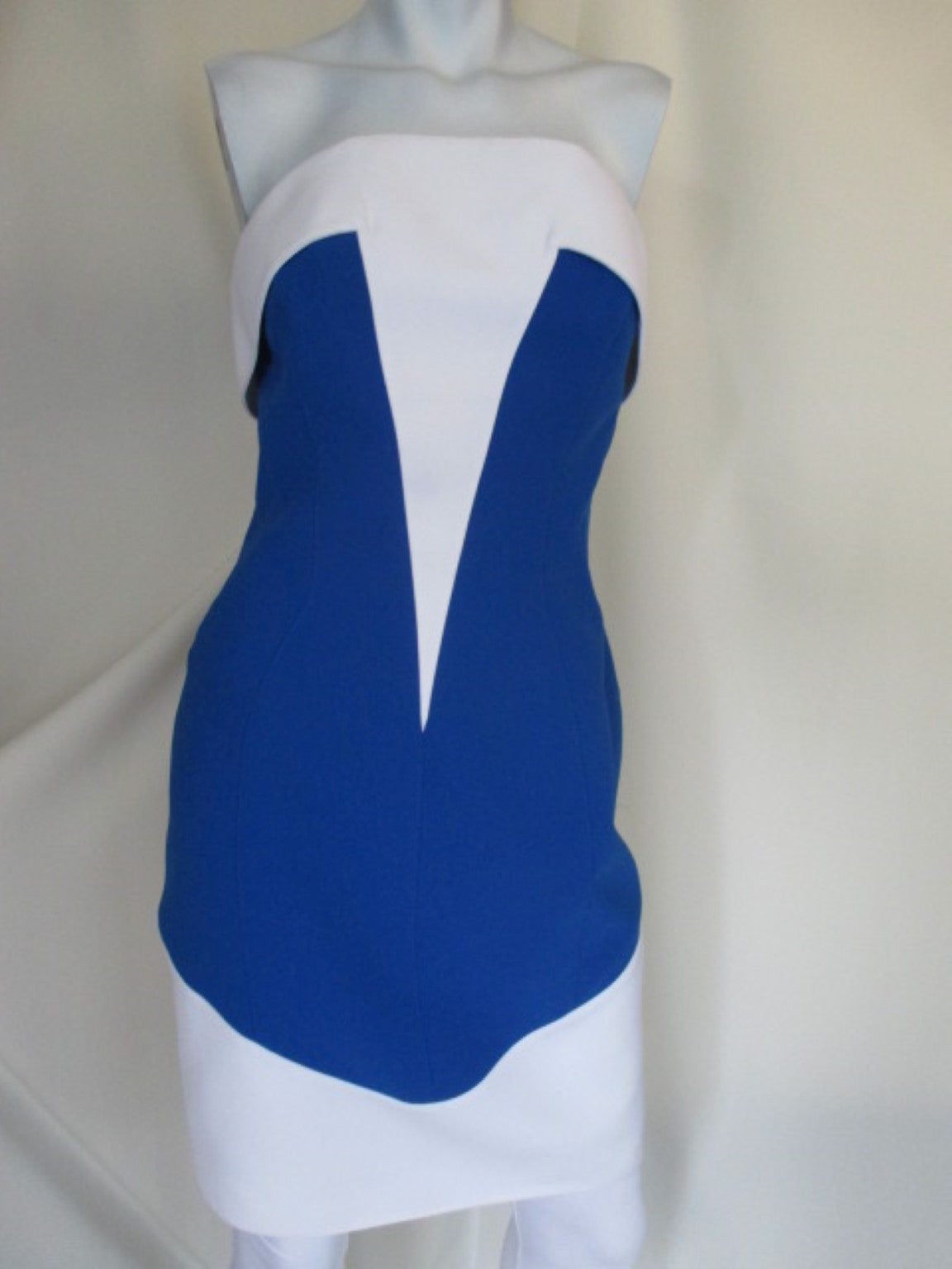 Thierry mugler sleeveless blue & white dress 2