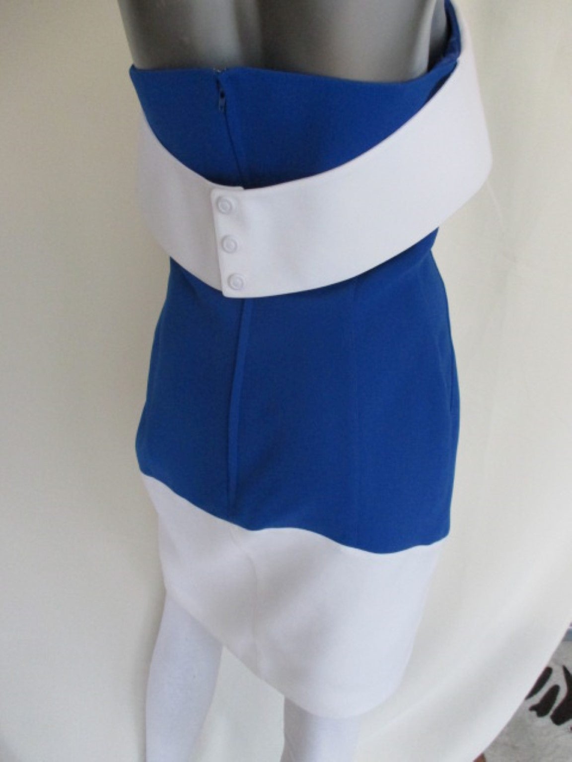 Women's Thierry mugler sleeveless blue & white dress
