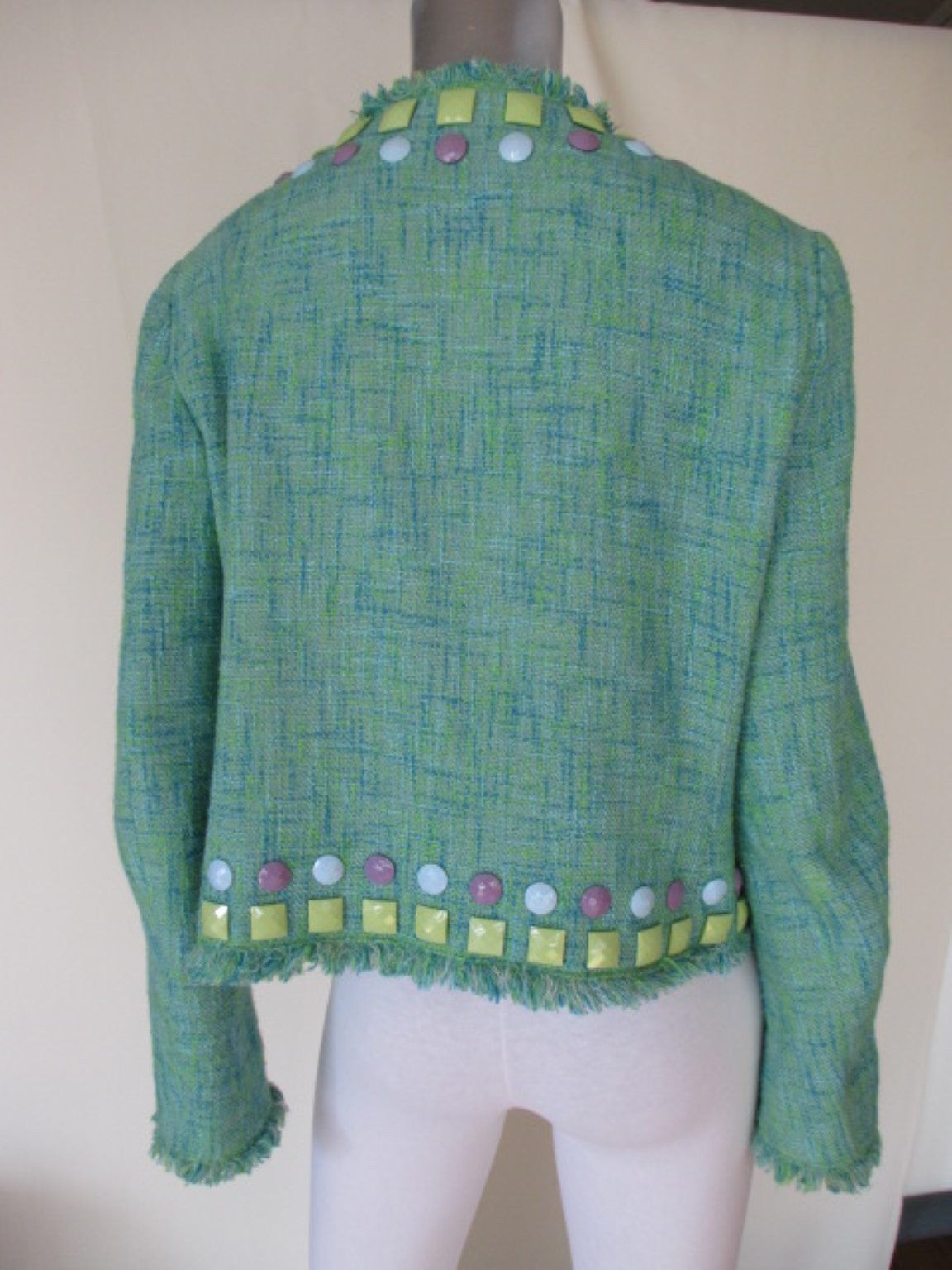Moschino Embroidered Cotton Green Jacket In Good Condition For Sale In Amsterdam, NL