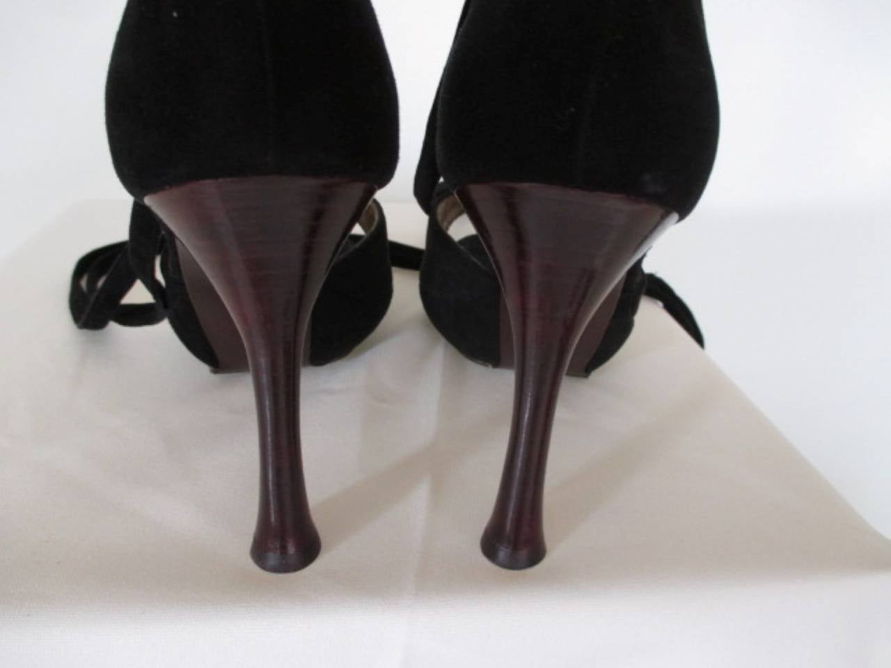 Charles Jourdan black suede peep toe shoes 1