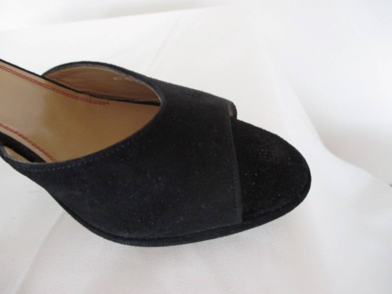 Women's Charles Jourdan black suede peep toe shoes