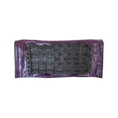 exclusive Phillip Plein purple leather & crocodile clutch