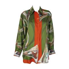 Hermes Paris French horn blouse designed by "de Linares"