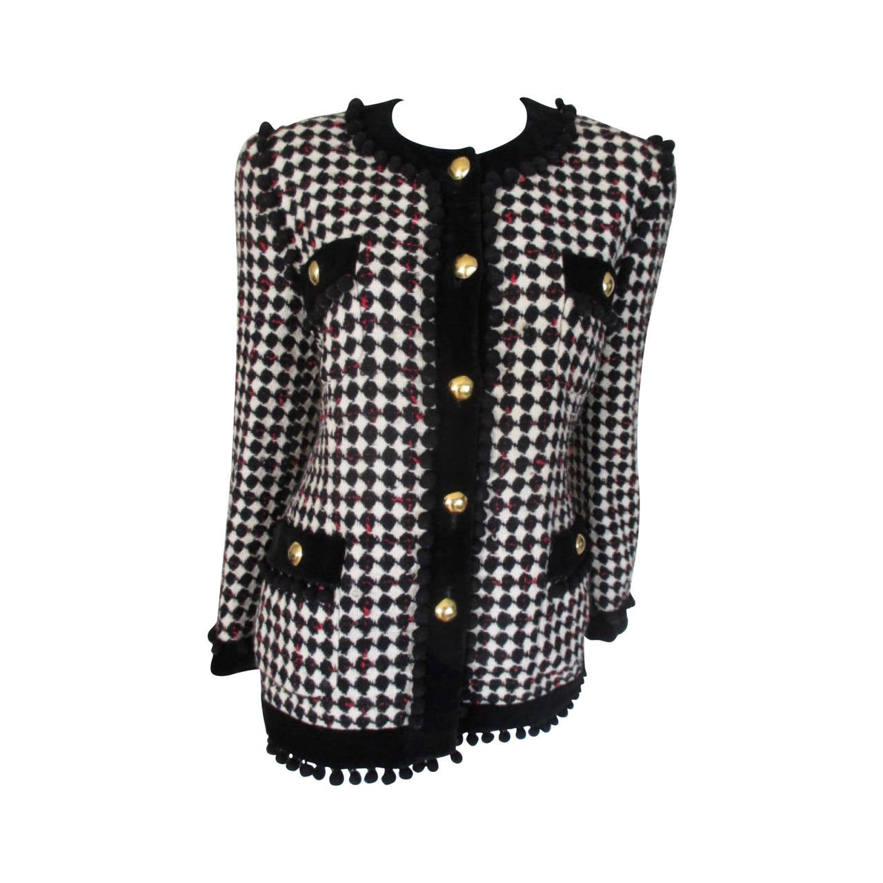 Blazer di lana bianco e nero Escada degli anni '80 in vendita