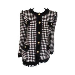 Blazer di lana bianco e nero Escada degli anni '80