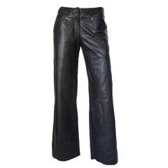 Used Gianni Versace "Classic" black soft leather trousers