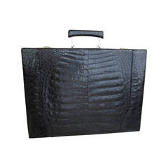 Vintage exceptional black crocodile briefcase
