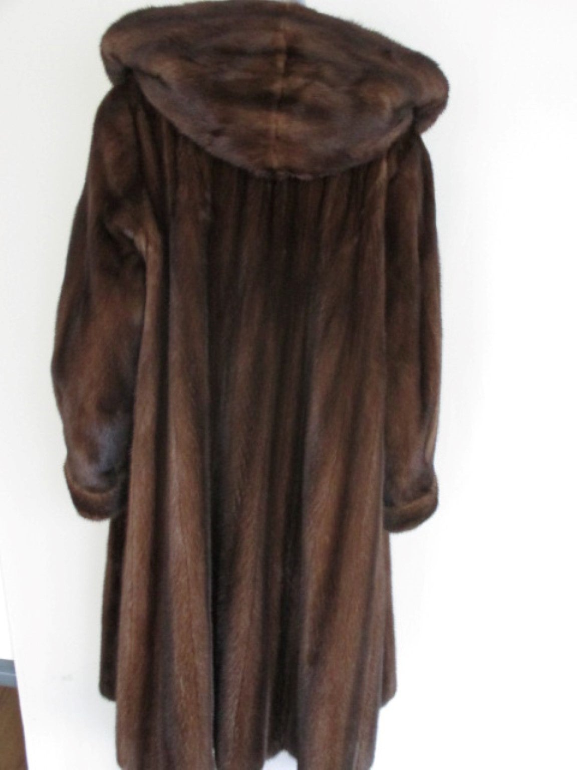 Black Exclusive hooded 3/4 length chestnut brown sable mink Fur
