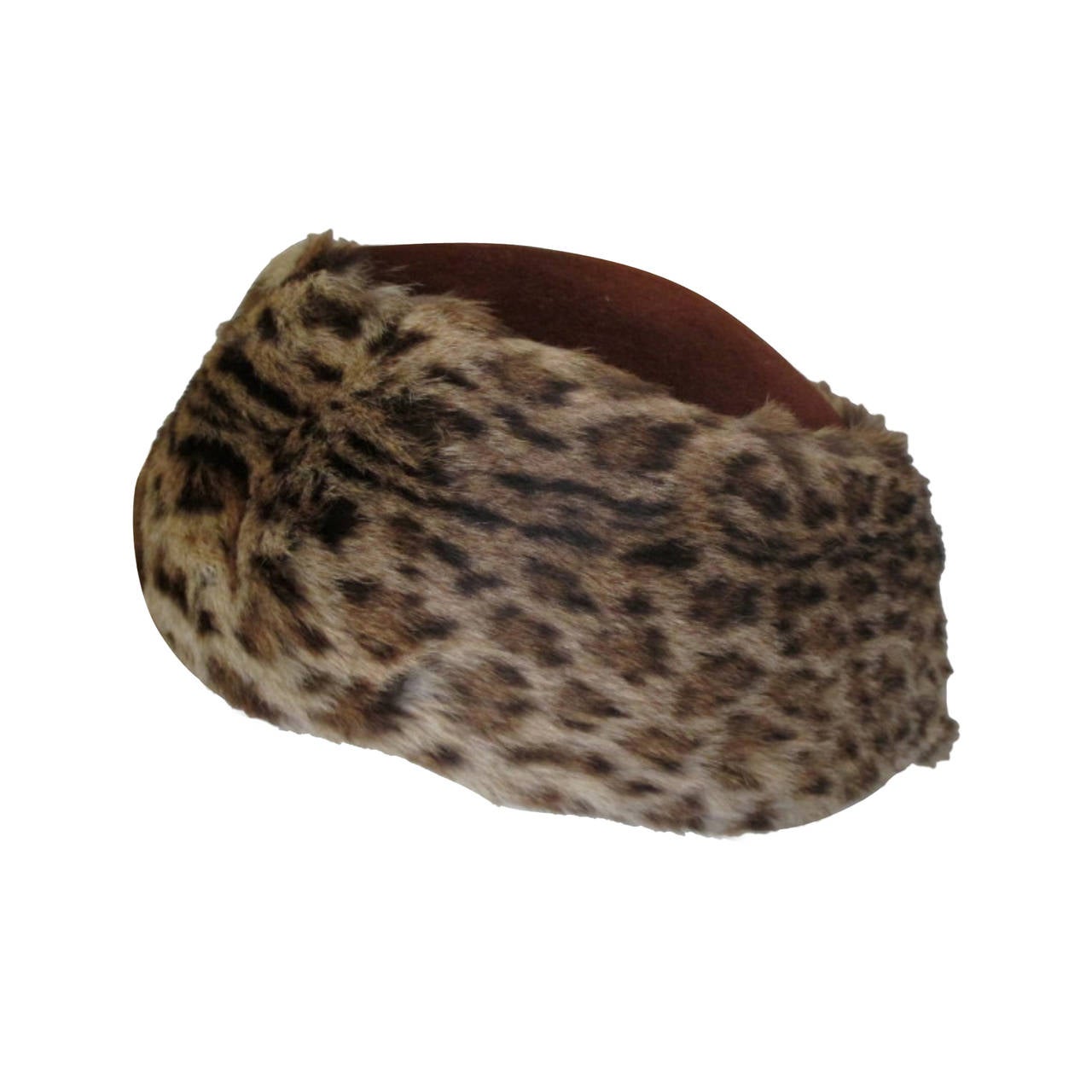 40's Leopard fur print pillbox hat