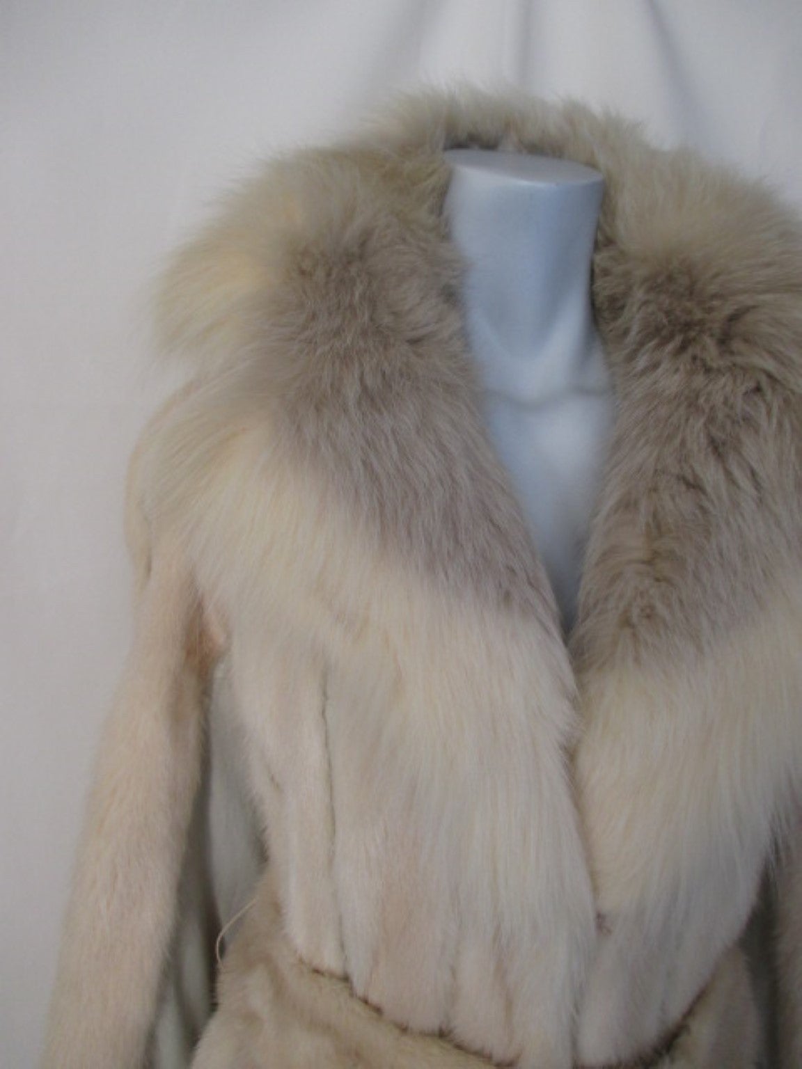 Extravagant Mink Ivory Fur Belted Coat For Sale at 1stDibs