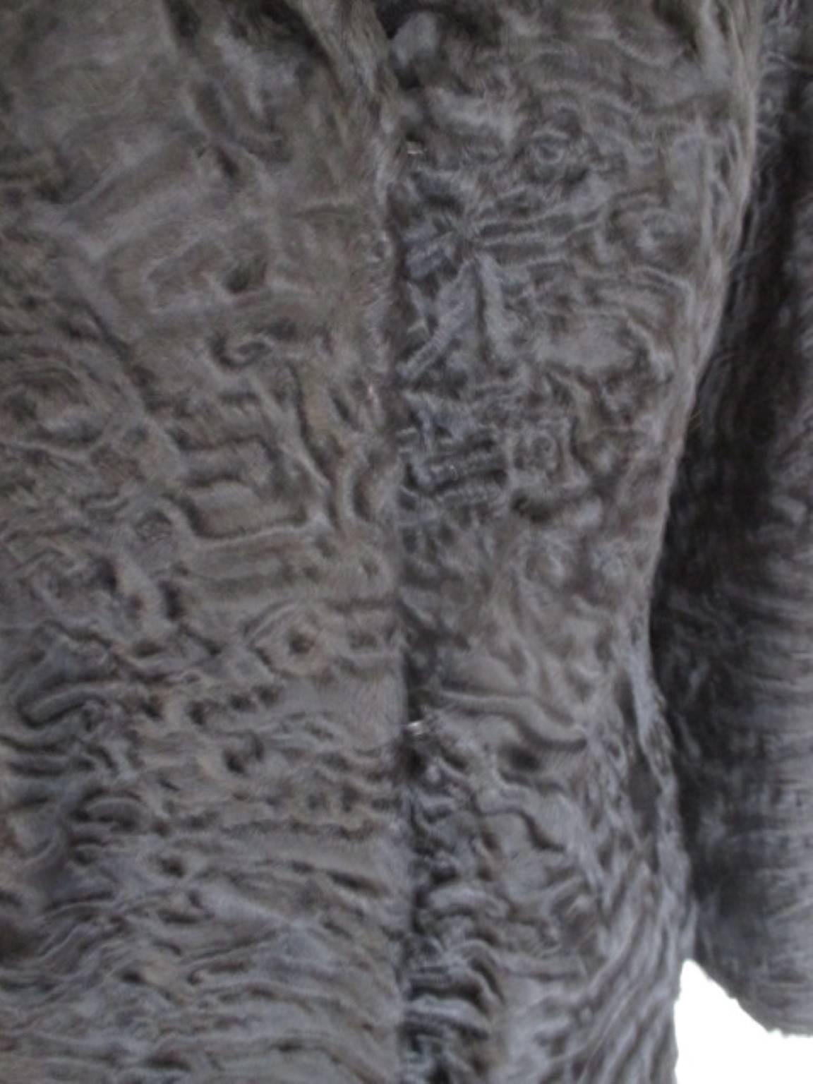 Schwarzer Swakara Persian Lamb Astrakhan Pelzmantel 1