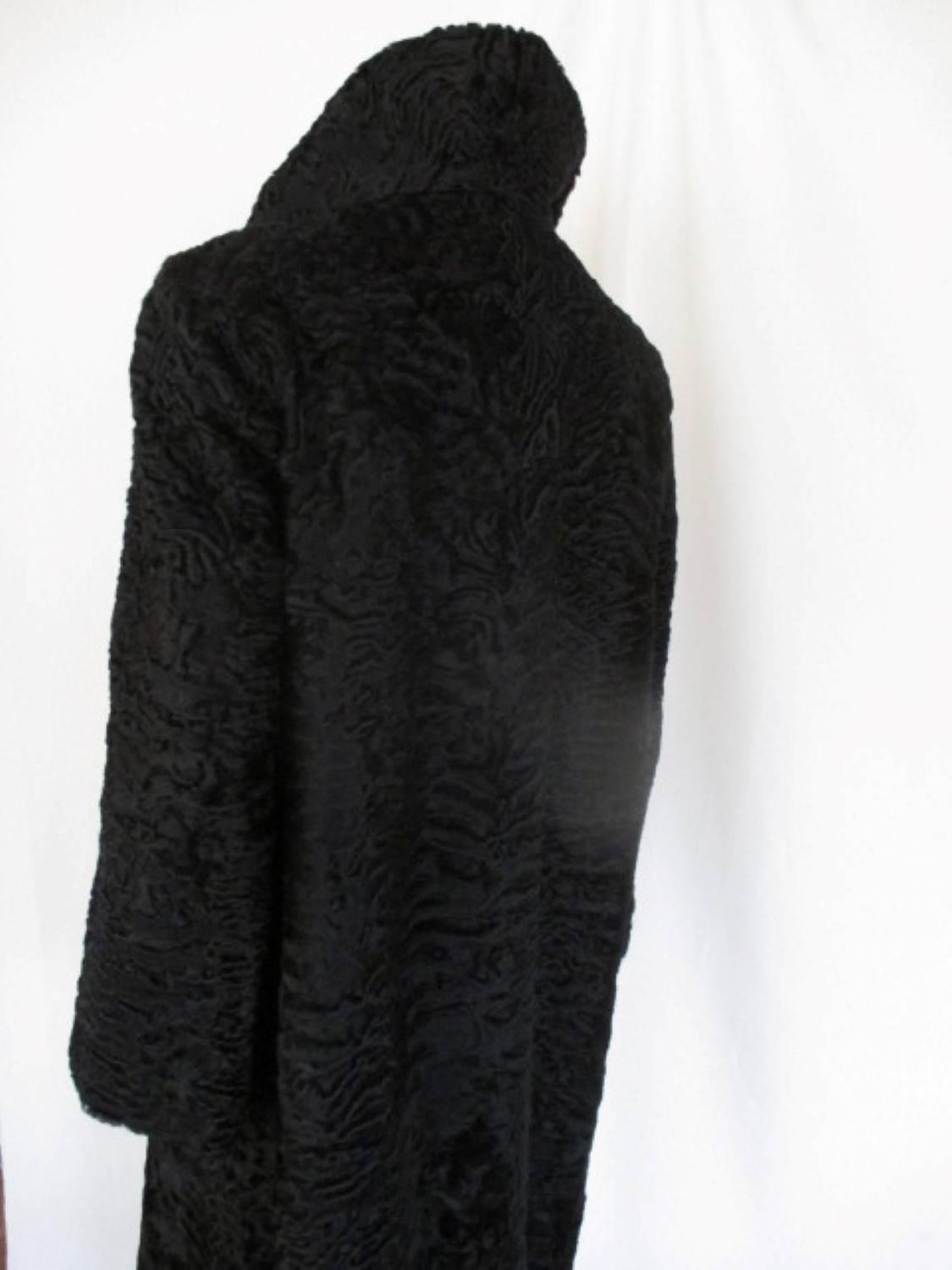 Black swakara persian lamb/Astrakhan fur coat For Sale at 1stdibs