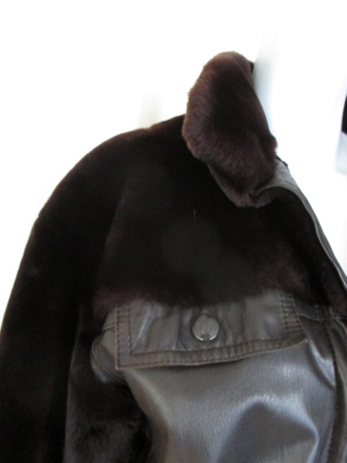 Christian Dior Belted Brown Leather and FurJacket For Sale 1