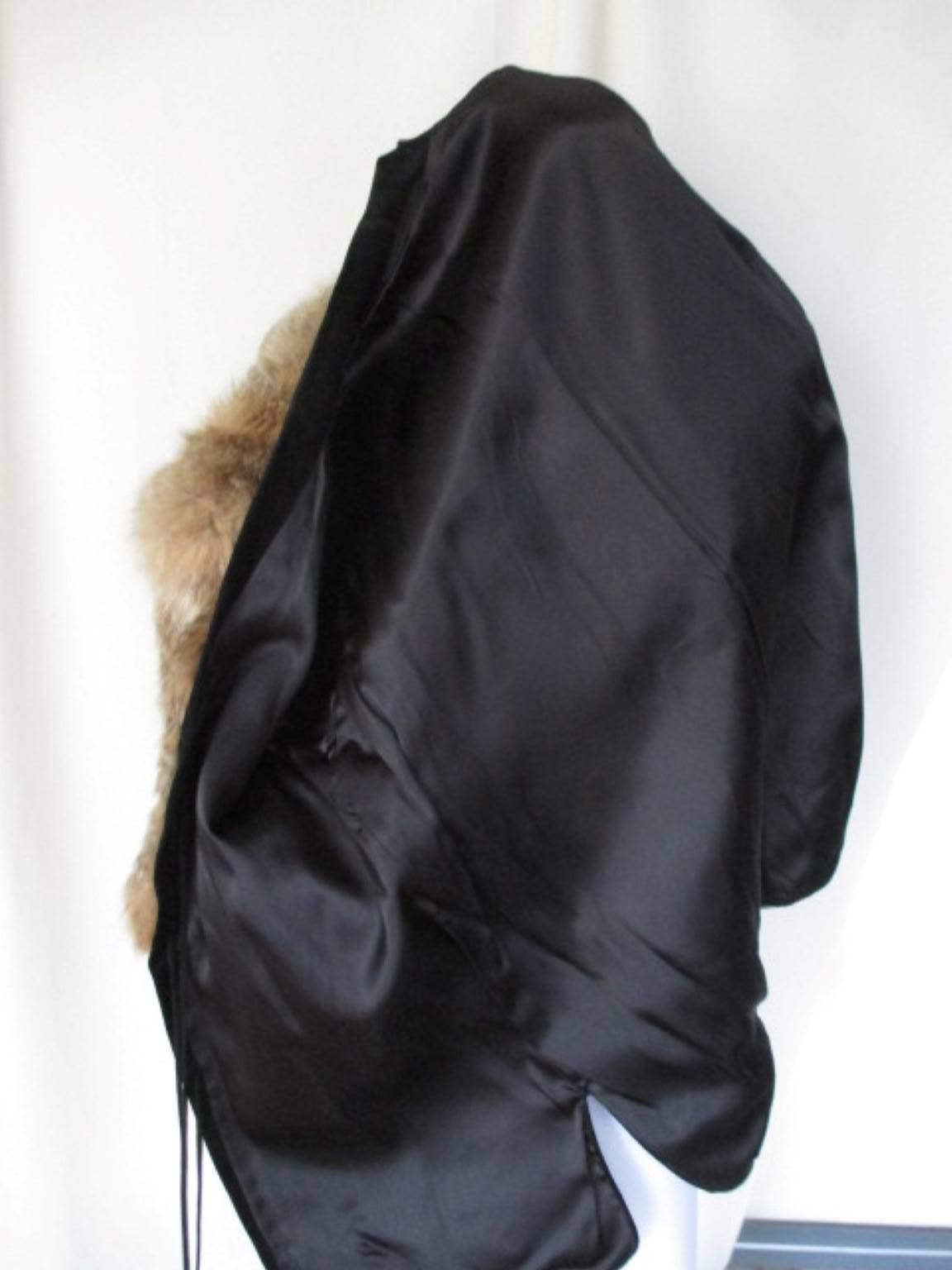 black suede jacket with appliques wolf / lynx fur In Good Condition In Amsterdam, NL