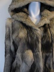 Hooded wolf fur jacket