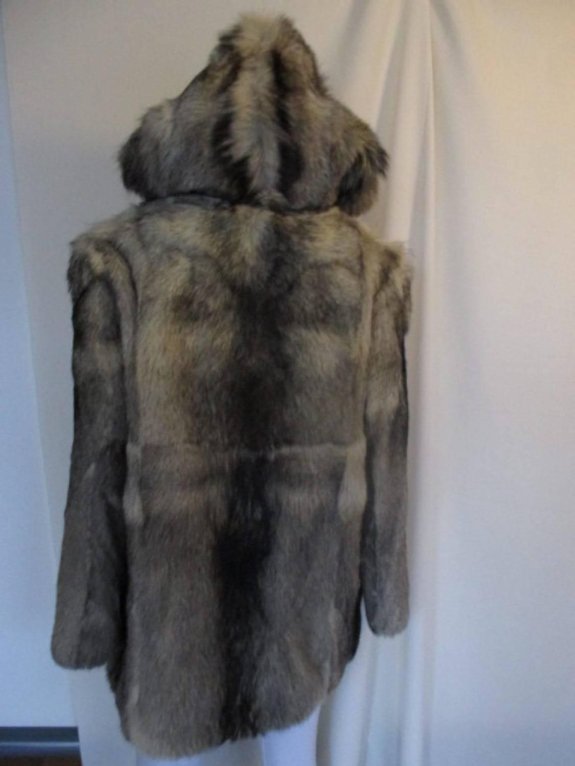 Hooded wolf fur jacket For Sale at 1stdibs