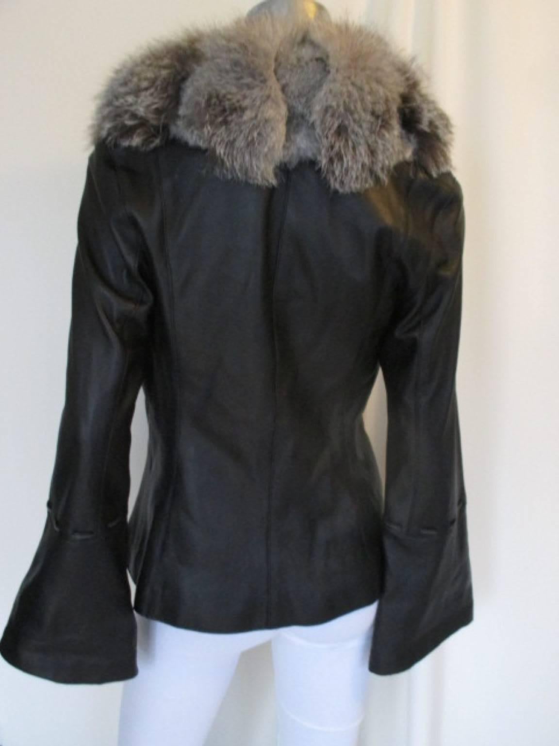 black leather jacket with fur