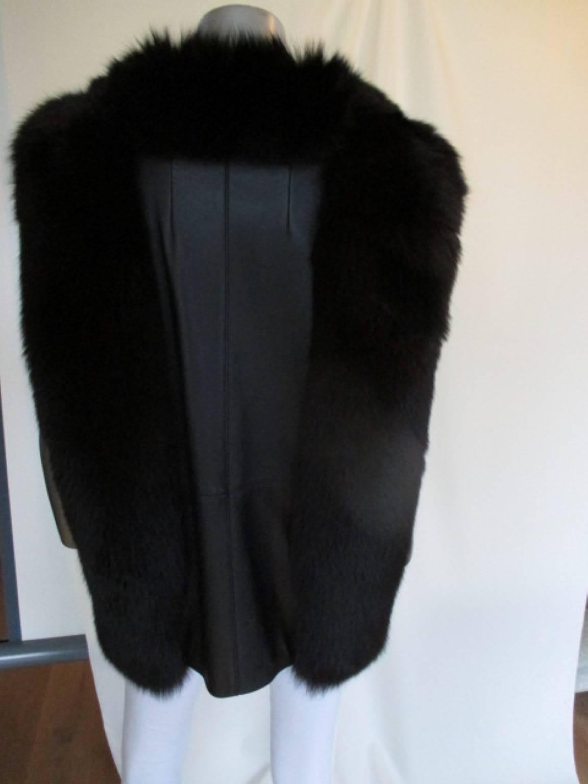 black vest with fur collar