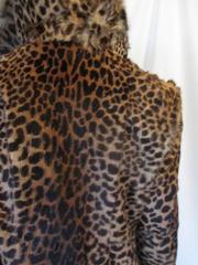 Leopard print pony skin fur coat