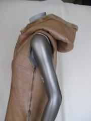 gold coloured hooded soft shearling fur sleevless vest